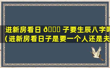 进新房看日 🐘 子要生辰八字吗（进新房看日子是要一个人还是夫妻一起的）